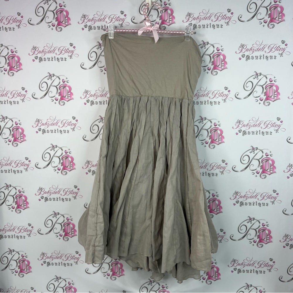 Lapis dress or skirt fold over strapless boho flowy crinkle Textured Fabric - Picture 2 of 7